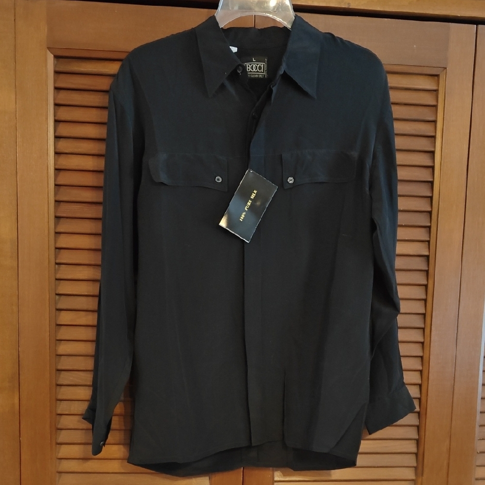 NWT Bocci Black Silk Blouse